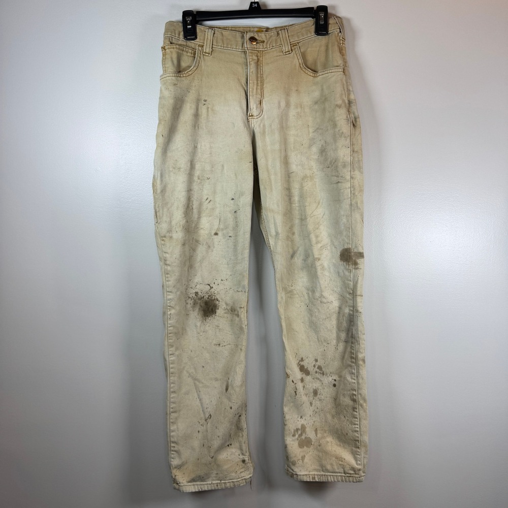 Carhartt Thrashed Canvas Work Pants 30x30 Actual 29x27.5 Tan Hickory Relaxed Fit